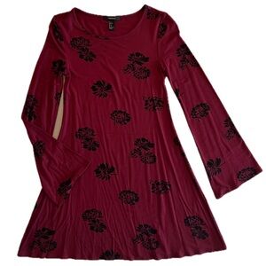 Forever 21 Burgundy Bell Sleeve Mini Dress, Size Small